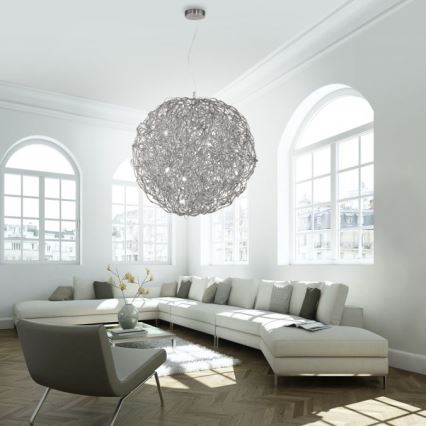 Paul Neuhaus 2019-21 - Κρεμαστό φωτιστικό με καλώδιο SAREA 15xG9/40W/230V ασημί