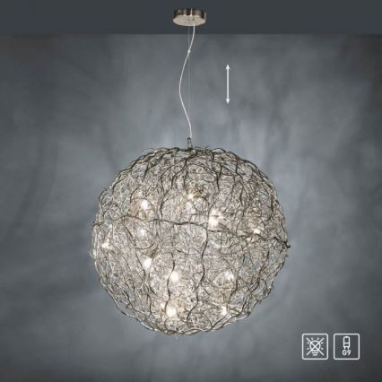 Paul Neuhaus 2019-21 - Κρεμαστό φωτιστικό με καλώδιο SAREA 15xG9/40W/230V ασημί