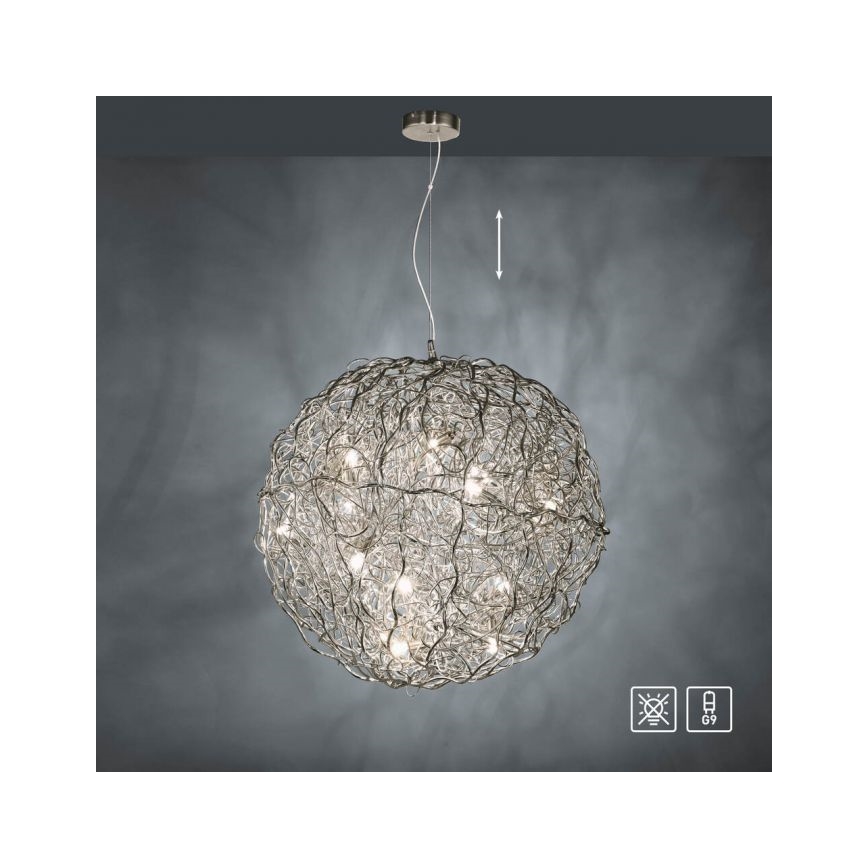 Paul Neuhaus 2019-21 - Κρεμαστό φωτιστικό με καλώδιο SAREA 15xG9/40W/230V ασημί