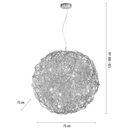 Paul Neuhaus 2019-21 - Κρεμαστό φωτιστικό με καλώδιο SAREA 15xG9/40W/230V ασημί
