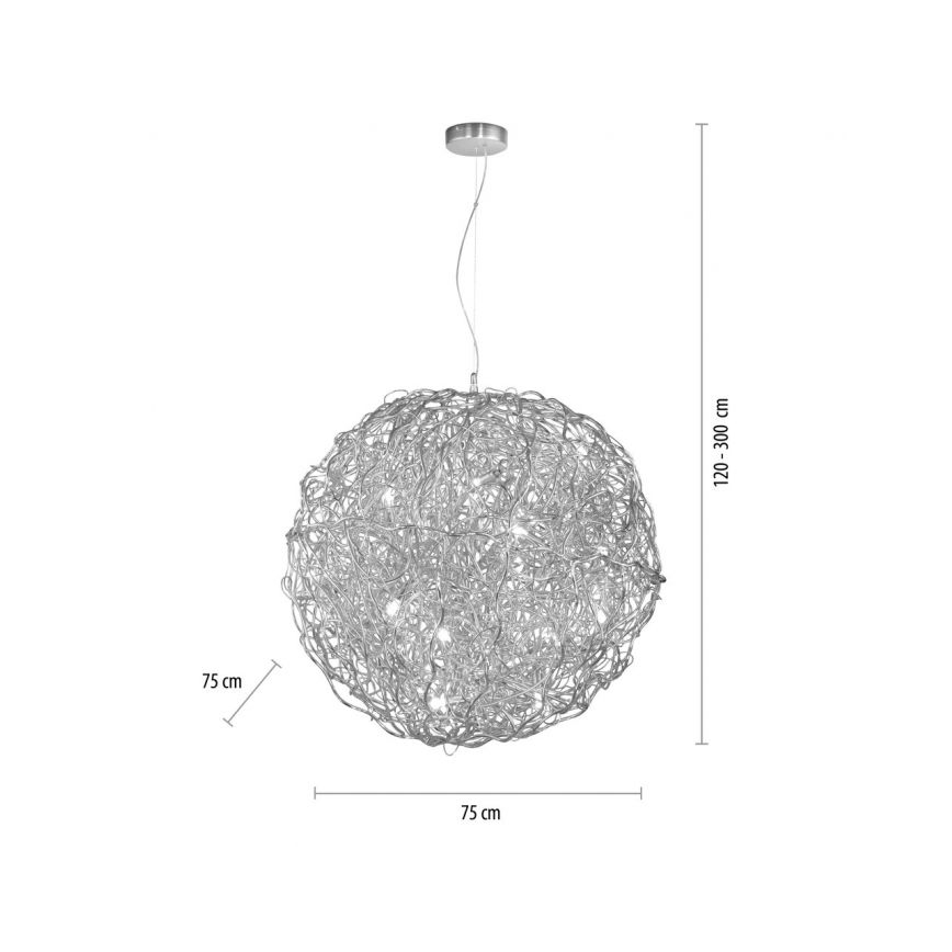 Paul Neuhaus 2019-21 - Κρεμαστό φωτιστικό με καλώδιο SAREA 15xG9/40W/230V ασημί