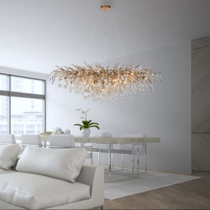 Paul Neuhaus 2031-11 - Κρεμαστό φωτιστικό οροφής ICICLE 15xG9/40W/230V 75x150 cm ορείχαλκος