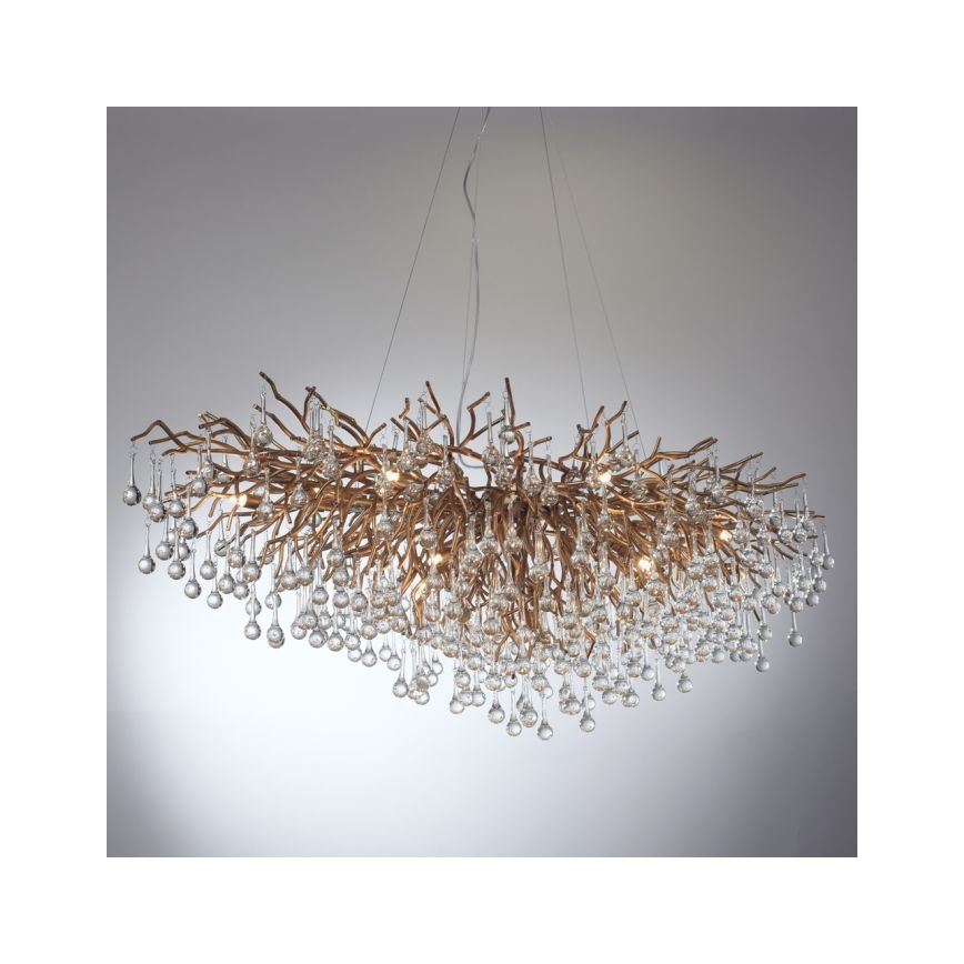 Paul Neuhaus 2031-11 - Κρεμαστό φωτιστικό οροφής ICICLE 15xG9/40W/230V 75x150 cm ορείχαλκος