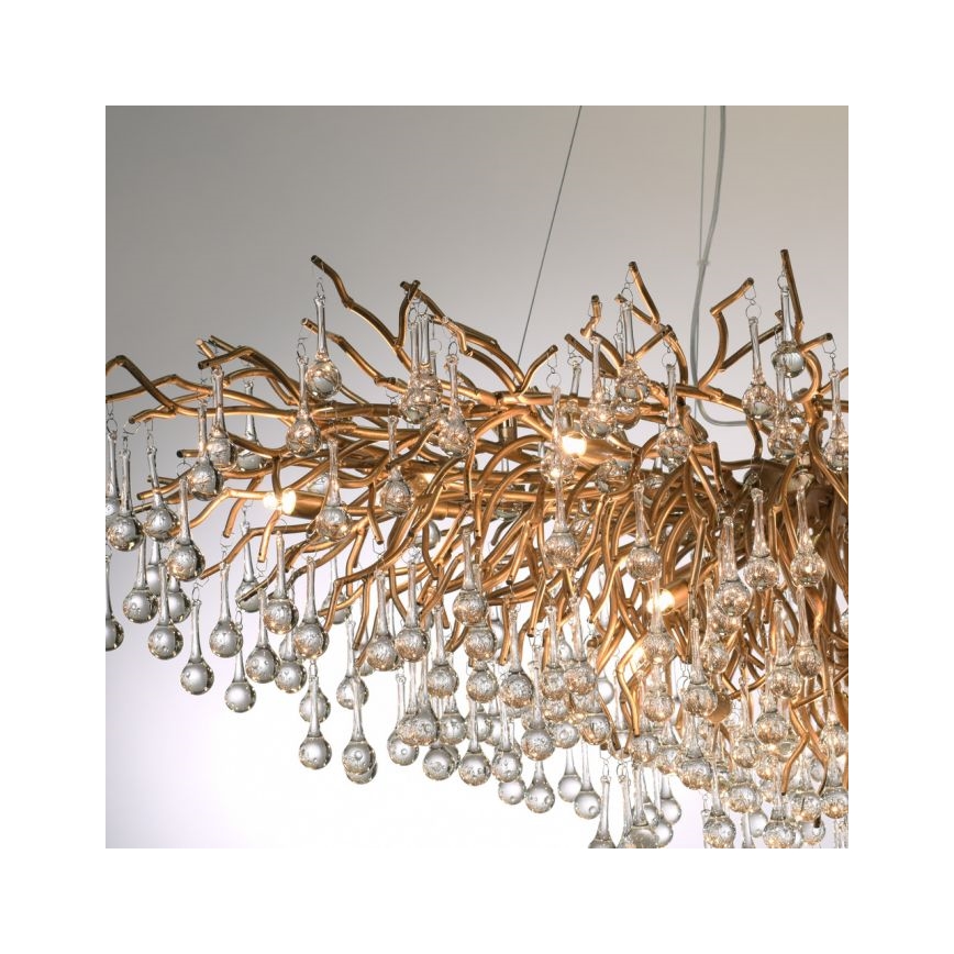 Paul Neuhaus 2031-11 - Κρεμαστό φωτιστικό οροφής ICICLE 15xG9/40W/230V 75x150 cm ορείχαλκος