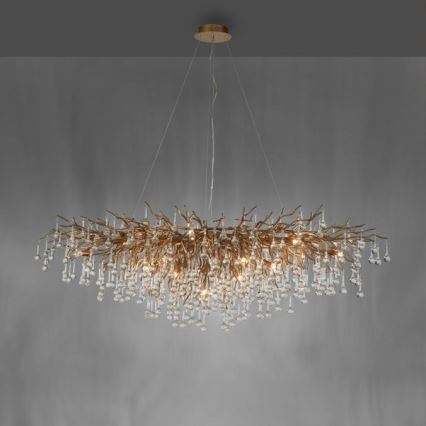 Paul Neuhaus 2031-11 - Κρεμαστό φωτιστικό οροφής ICICLE 15xG9/40W/230V 75x150 cm ορείχαλκος