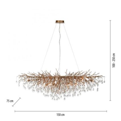 Paul Neuhaus 2031-11 - Κρεμαστό φωτιστικό οροφής ICICLE 15xG9/40W/230V 75x150 cm ορείχαλκος