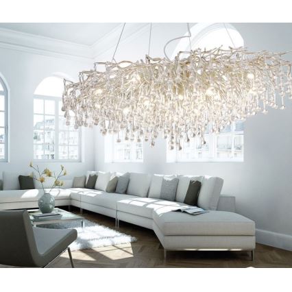 Paul Neuhaus 2031-55 - Κρεμαστό φωτιστικό οροφής ICICLE 15xG9/40W/230V 75x150 cm γυαλιστερό χρώμιο