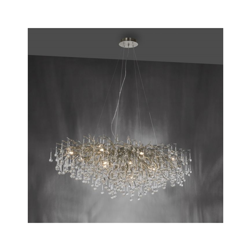 Paul Neuhaus 2031-55 - Κρεμαστό φωτιστικό οροφής ICICLE 15xG9/40W/230V 75x150 cm γυαλιστερό χρώμιο