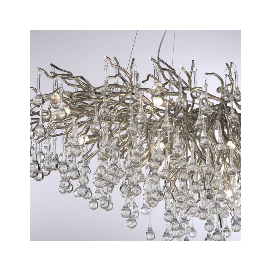 Paul Neuhaus 2031-55 - Κρεμαστό φωτιστικό οροφής ICICLE 15xG9/40W/230V 75x150 cm γυαλιστερό χρώμιο