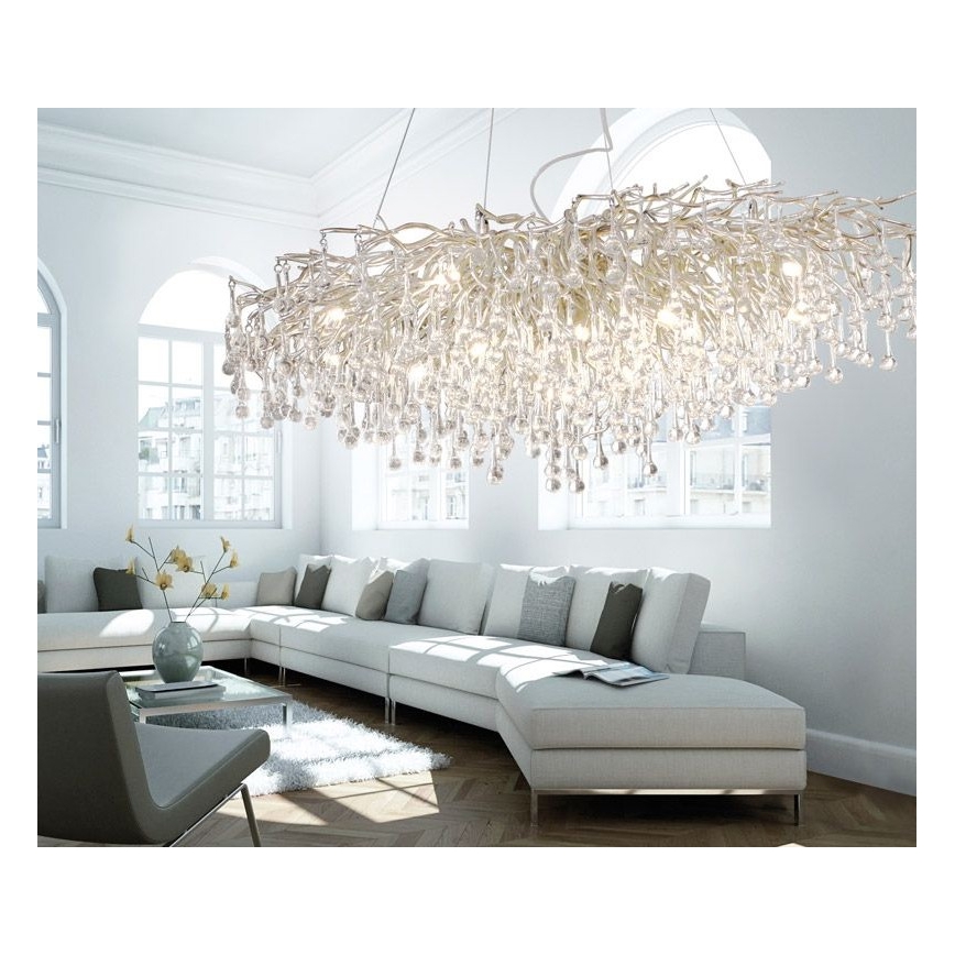 Paul Neuhaus 2031-55 - Κρεμαστό φωτιστικό οροφής ICICLE 15xG9/40W/230V 75x150 cm γυαλιστερό χρώμιο