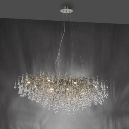 Paul Neuhaus 2031-55 - Κρεμαστό φωτιστικό οροφής ICICLE 15xG9/40W/230V 75x150 cm γυαλιστερό χρώμιο