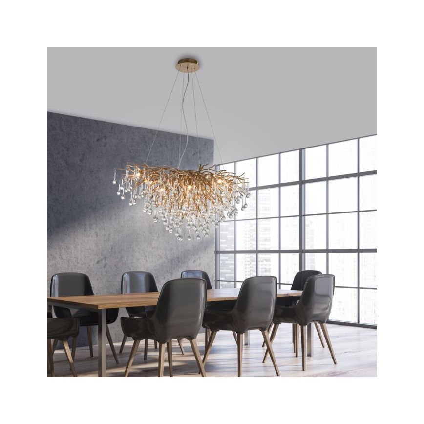 Paul Neuhaus 2192-11 - Κρεμαστό φωτιστικό οροφής ICICLE 10xG9/40W/230V 50x100 cm ορείχαλκος