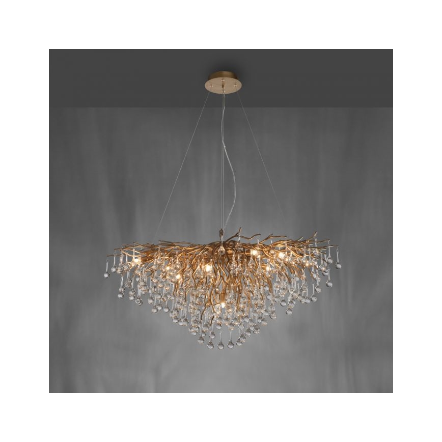 Paul Neuhaus 2192-11 - Κρεμαστό φωτιστικό οροφής ICICLE 10xG9/40W/230V 50x100 cm ορείχαλκος