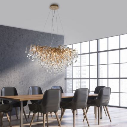 Paul Neuhaus 2192-11 - Κρεμαστό φωτιστικό οροφής ICICLE 10xG9/40W/230V 50x100 cm ορείχαλκος