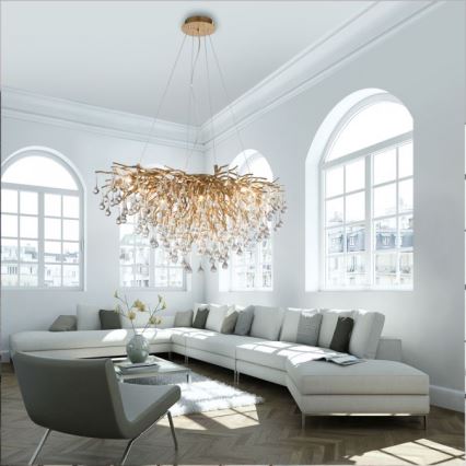 Paul Neuhaus 2192-11 - Κρεμαστό φωτιστικό οροφής ICICLE 10xG9/40W/230V 50x100 cm ορείχαλκος