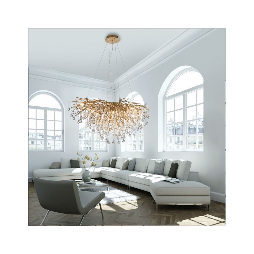 Paul Neuhaus 2192-11 - Κρεμαστό φωτιστικό οροφής ICICLE 10xG9/40W/230V 50x100 cm ορείχαλκος