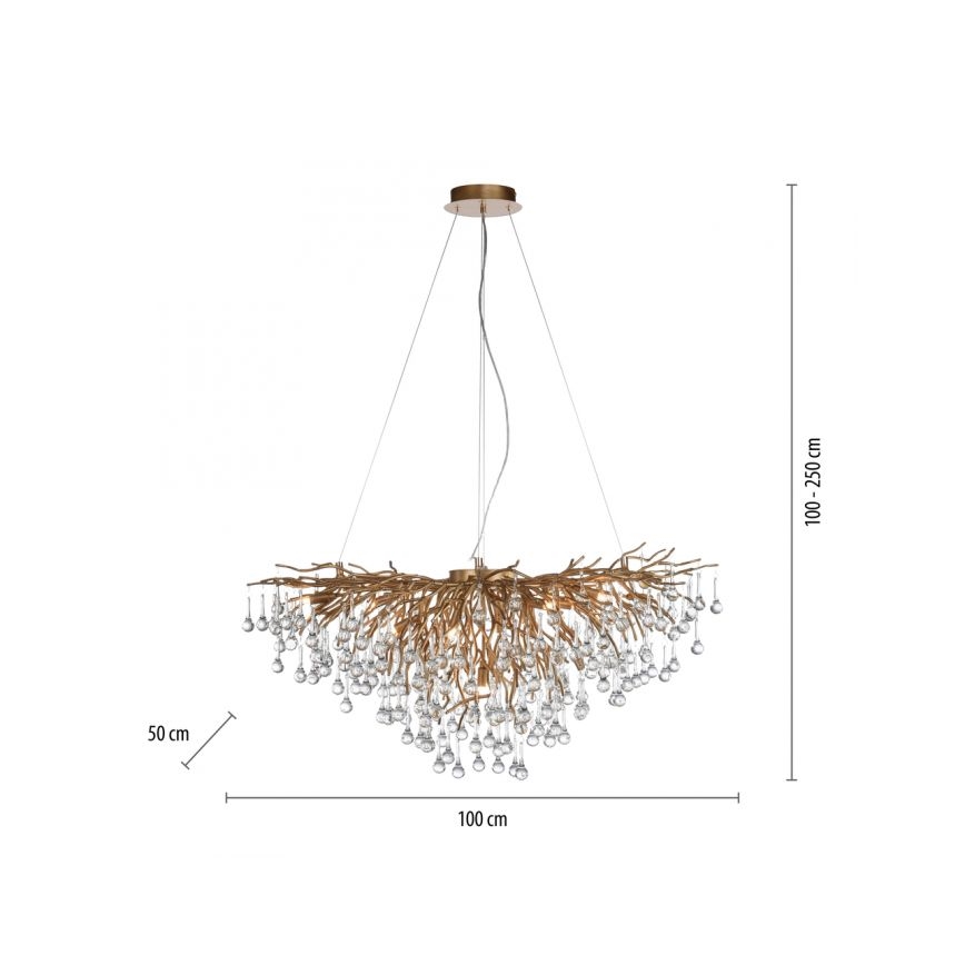 Paul Neuhaus 2192-11 - Κρεμαστό φωτιστικό οροφής ICICLE 10xG9/40W/230V 50x100 cm ορείχαλκος