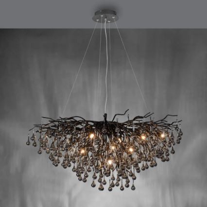 Paul Neuhaus 2192-18 - Κρεμαστό φωτιστικό με καλώδιο ICICLE 10xG9/40W/230V 50x100 cm μαύρο