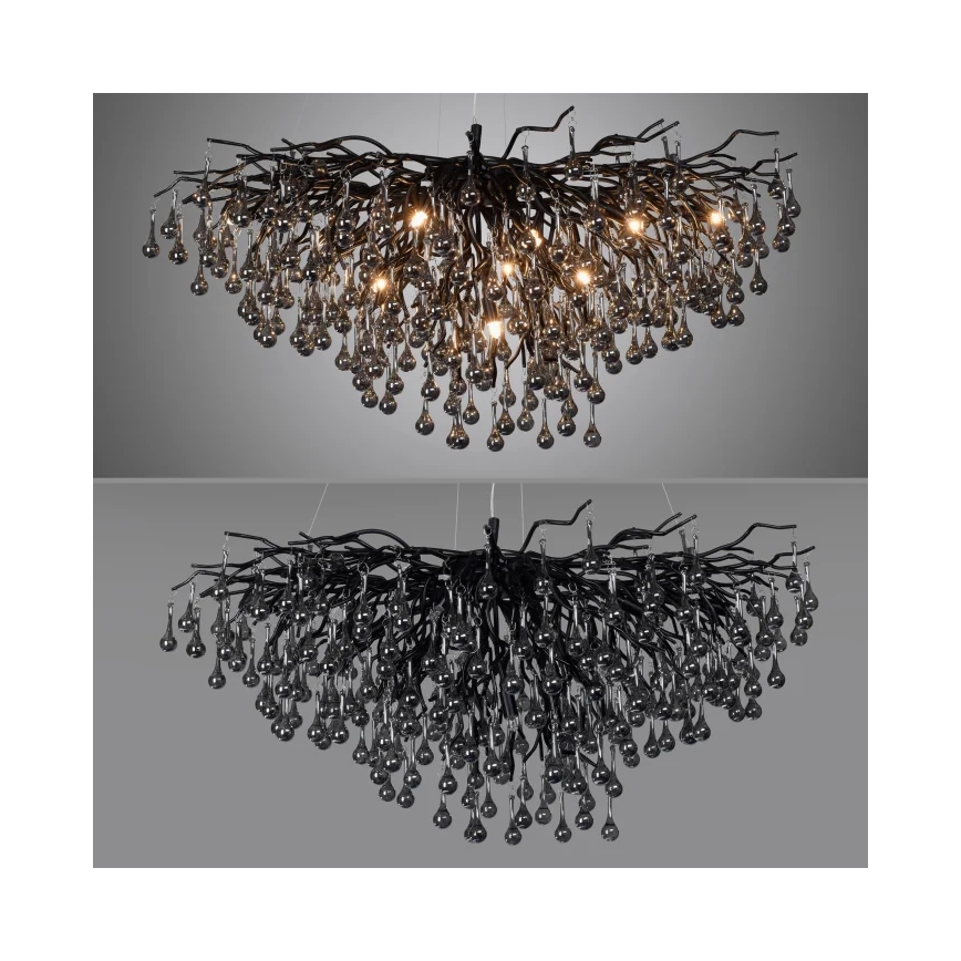 Paul Neuhaus 2192-18 - Κρεμαστό φωτιστικό με καλώδιο ICICLE 10xG9/40W/230V 50x100 cm μαύρο