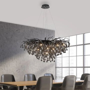 Paul Neuhaus 2192-18 - Κρεμαστό φωτιστικό με καλώδιο ICICLE 10xG9/40W/230V 50x100 cm μαύρο