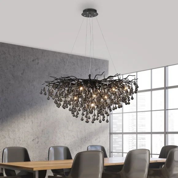 Paul Neuhaus 2192-18 - Κρεμαστό φωτιστικό με καλώδιο ICICLE 10xG9/40W/230V 50x100 cm μαύρο
