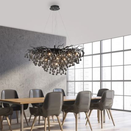 Paul Neuhaus 2192-18 - Κρεμαστό φωτιστικό με καλώδιο ICICLE 10xG9/40W/230V 50x100 cm μαύρο
