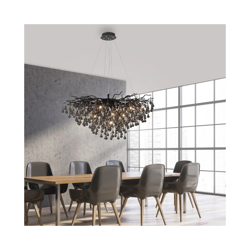 Paul Neuhaus 2192-18 - Κρεμαστό φωτιστικό με καλώδιο ICICLE 10xG9/40W/230V 50x100 cm μαύρο