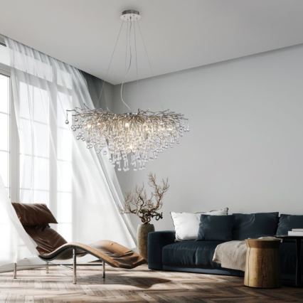 Paul Neuhaus 2192-55 - Κρεμαστό φωτιστικό οροφής ICICLE 10xG9/40W/230V 50x100 cm γυαλιστερό χρώμιο
