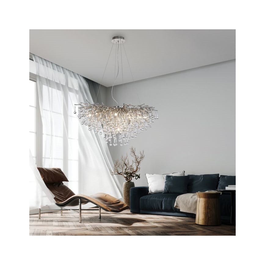 Paul Neuhaus 2192-55 - Κρεμαστό φωτιστικό οροφής ICICLE 10xG9/40W/230V 50x100 cm γυαλιστερό χρώμιο