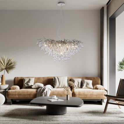 Paul Neuhaus 2192-55 - Κρεμαστό φωτιστικό οροφής ICICLE 10xG9/40W/230V 50x100 cm γυαλιστερό χρώμιο