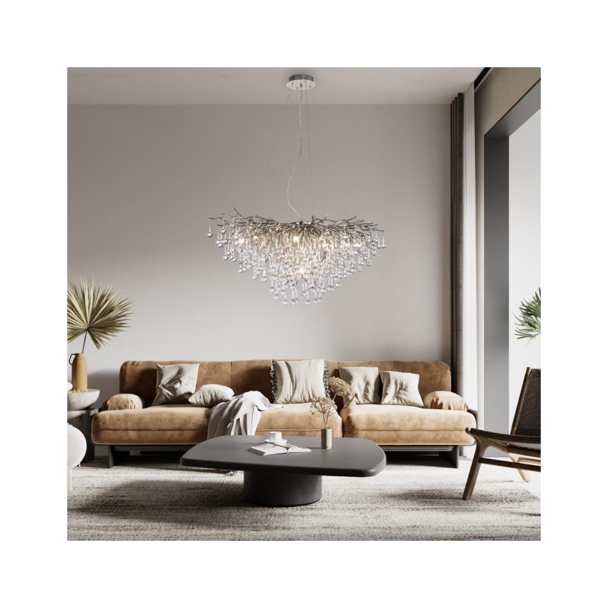 Paul Neuhaus 2192-55 - Κρεμαστό φωτιστικό οροφής ICICLE 10xG9/40W/230V 50x100 cm γυαλιστερό χρώμιο