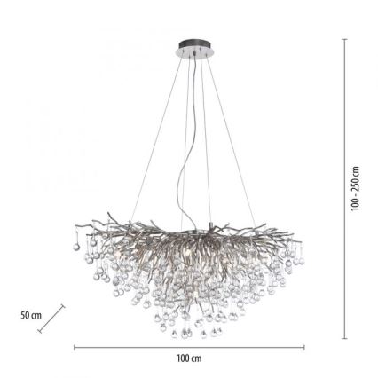Paul Neuhaus 2192-55 - Κρεμαστό φωτιστικό οροφής ICICLE 10xG9/40W/230V 50x100 cm γυαλιστερό χρώμιο