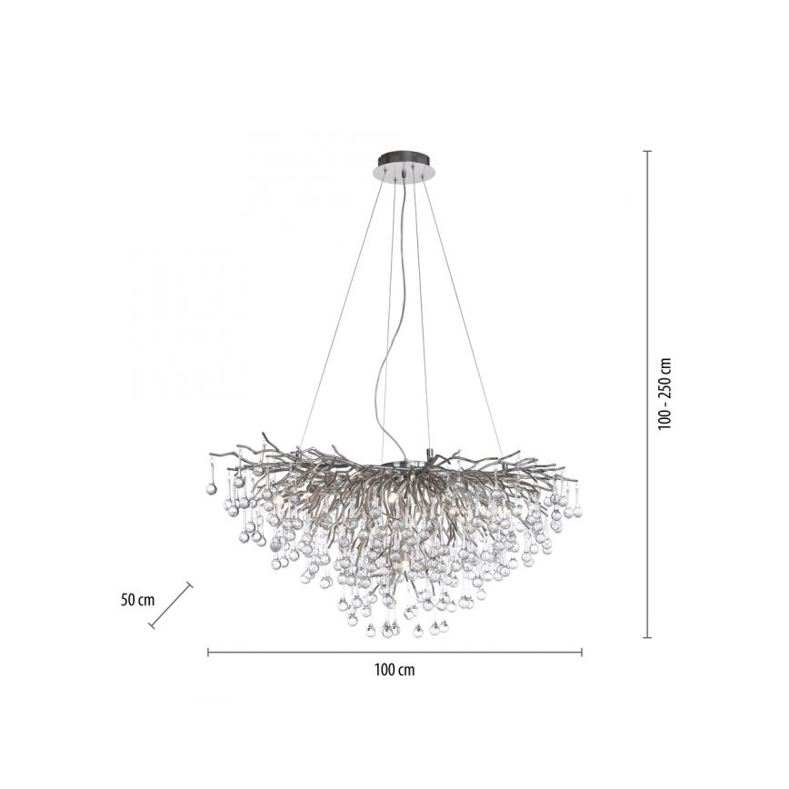 Paul Neuhaus 2192-55 - Κρεμαστό φωτιστικό οροφής ICICLE 10xG9/40W/230V 50x100 cm γυαλιστερό χρώμιο