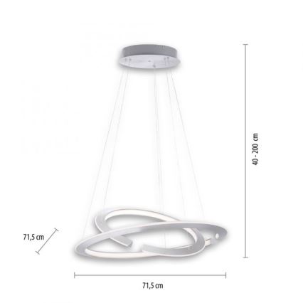 Paul Neuhaus 2491-55 - Πολύφωτο LED Dimming κρεμαστό ALESSA 2xLED/26W/230V + RC