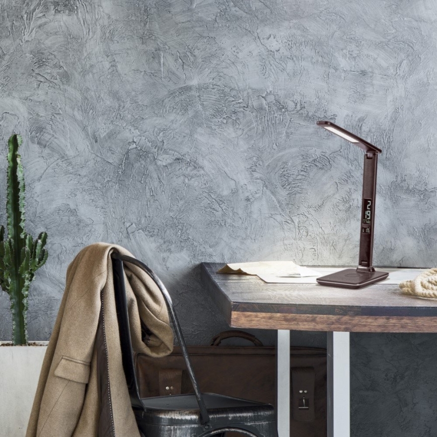 Paul Neuhaus 4595-23 - LED επιτραπέζιο φωτιστικό με ρύθμιση φωτεινότητας και ασύρματη φόρτιση ADRIANO LED/5W/230V καφέ