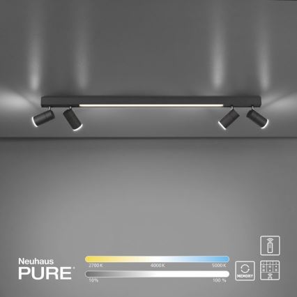 Paul Neuhaus 6121-13 - Φωτιστικό σποτ Dimming LED PURE 4xLED/4W/230V + LED/9W 2700-5000K + τηλεχειριστήριο