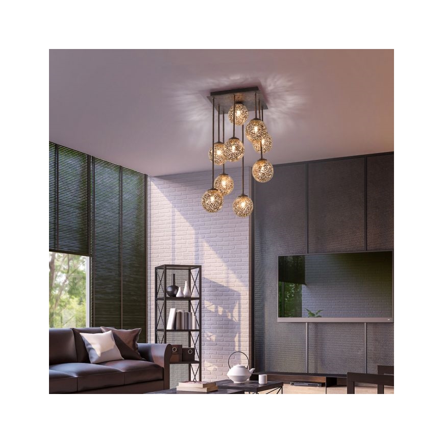 Paul Neuhaus 6238-48 - Κρεμαστό φωτιστικό GRETA 9xG9/40W/230V