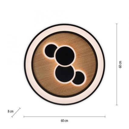 Paul Neuhaus 6284-79 - Φωτιστικό οροφής LED ELIZA LED/55,5W/230V διάμετρος 60 cm δρυς