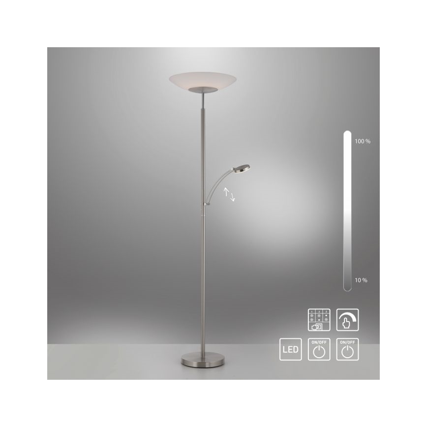 Paul Neuhaus 655-55 - Φωτιστικό δαπέδου LED Dimmable ALFRED 1xLED/28W+1xLED/4W/230V γυαλιστερό χρώμιο