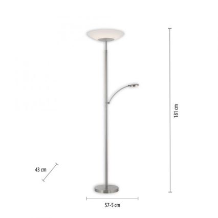 Paul Neuhaus 655-55 - Φωτιστικό δαπέδου LED Dimmable ALFRED 1xLED/28W+1xLED/4W/230V γυαλιστερό χρώμιο