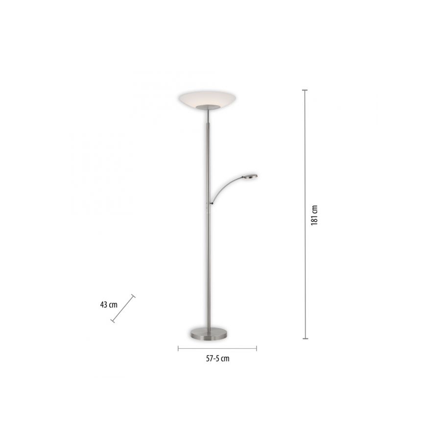 Paul Neuhaus 655-55 - Φωτιστικό δαπέδου LED Dimmable ALFRED 1xLED/28W+1xLED/4W/230V γυαλιστερό χρώμιο
