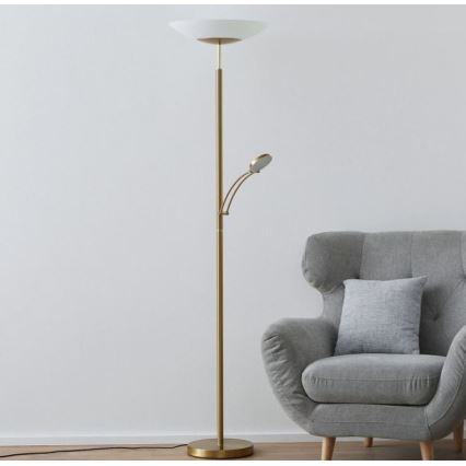 Paul Neuhaus 655-60 - LED ρυθμιζόμενο επιδαπέδιο φωτιστικό ALFRED LED/28W/230V+LED/4W/230V ορείχαλκο