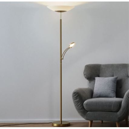 Paul Neuhaus 655-60 - LED ρυθμιζόμενο επιδαπέδιο φωτιστικό ALFRED LED/28W/230V+LED/4W/230V ορείχαλκο