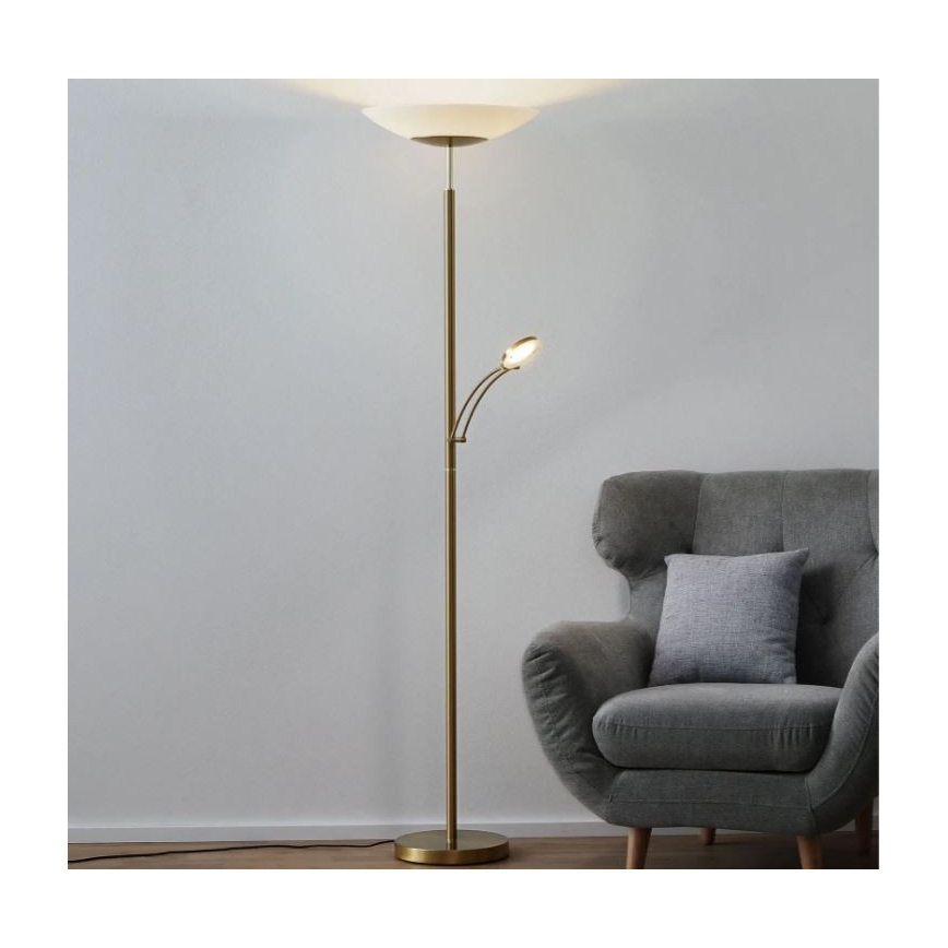 Paul Neuhaus 655-60 - LED ρυθμιζόμενο επιδαπέδιο φωτιστικό ALFRED LED/28W/230V+LED/4W/230V ορείχαλκο