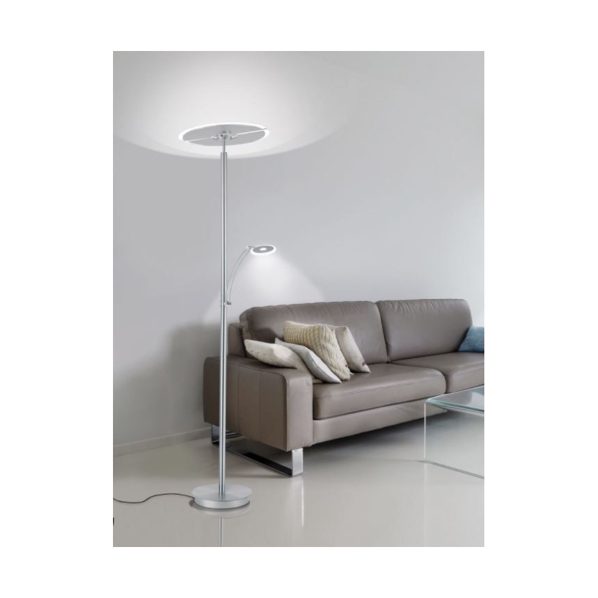 Paul Neuhaus 673-55 - Φωτιστικό δαπέδου LED Dimmable ARTUR 2xLED/21W/230V+1xLED/6W γυαλιστερό χρώμιο