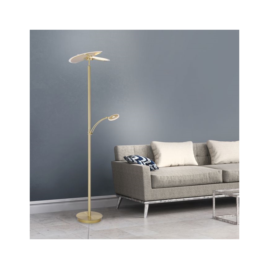 Paul Neuhaus 673-60 - Ρυθμιζόμενο επιδαπέδιο φωτιστικό LED ARTUR 2xLED/21W/230V+LED/6W χρυσό