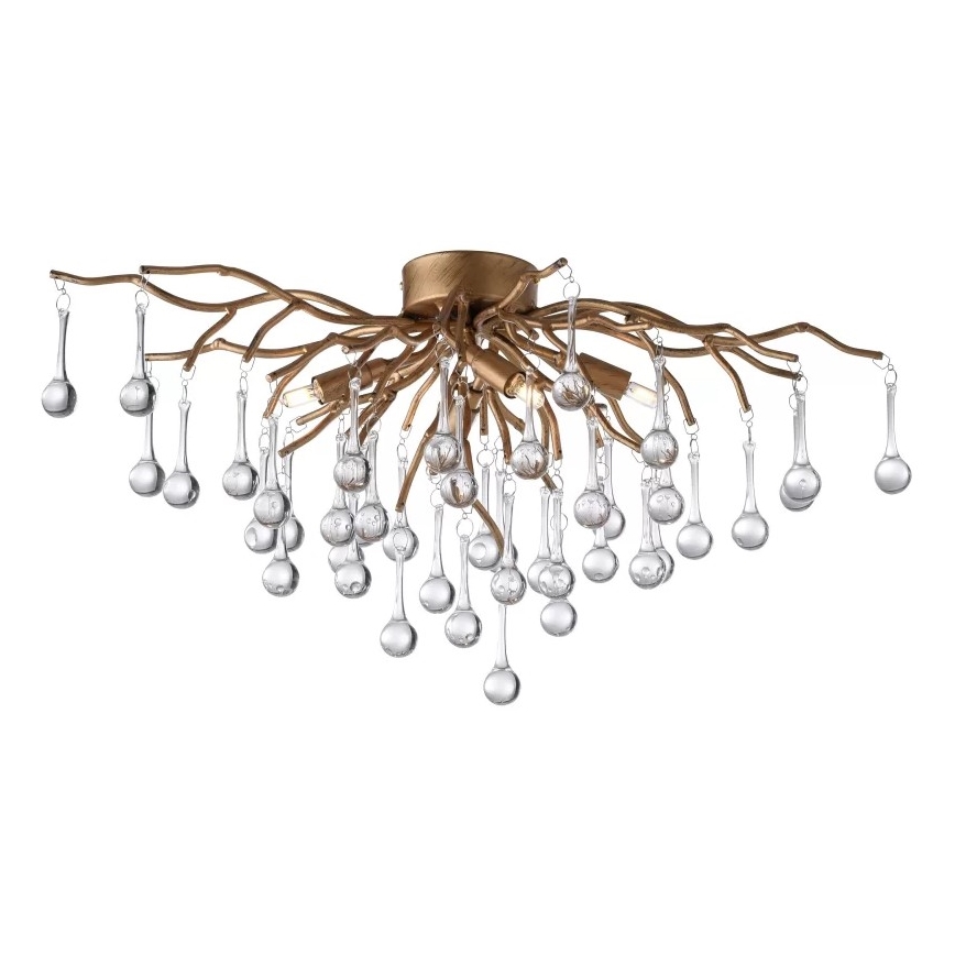 Paul Neuhaus 8090-11 - Πλαφονιέρα οροφής ICICLE 4xG9/40W/230V 30x60 cm ορείχαλκος