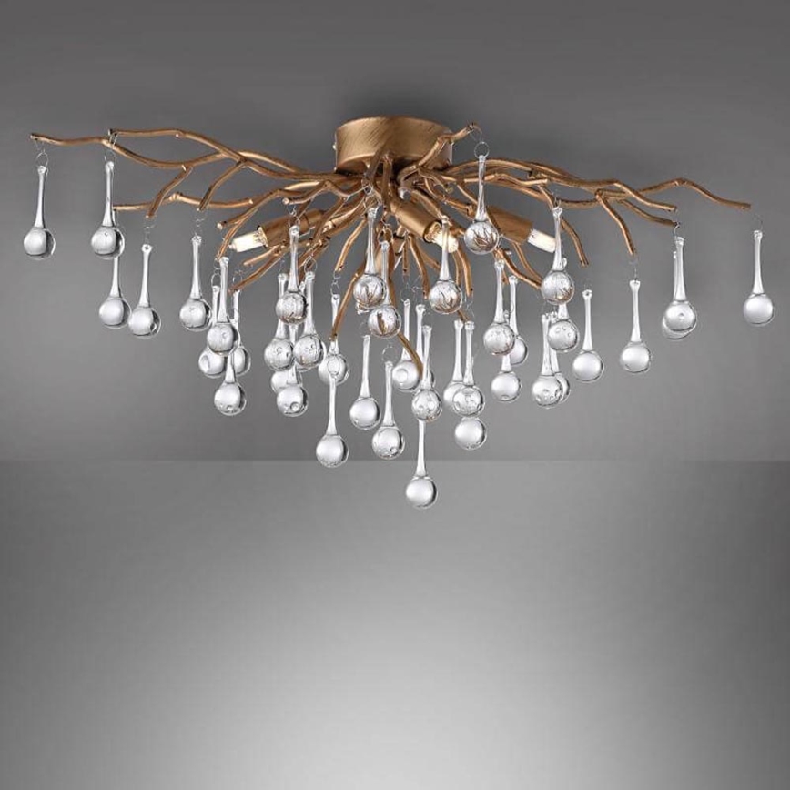 Paul Neuhaus 8090-11 - Πλαφονιέρα οροφής ICICLE 4xG9/40W/230V 30x60 cm ορείχαλκος