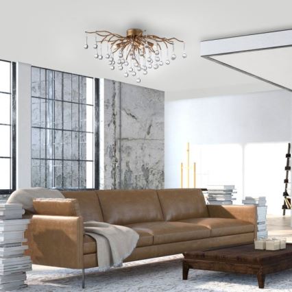 Paul Neuhaus 8090-11 - Πλαφονιέρα οροφής ICICLE 4xG9/40W/230V 30x60 cm ορείχαλκος