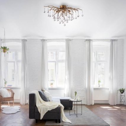 Paul Neuhaus 8090-11 - Πλαφονιέρα οροφής ICICLE 4xG9/40W/230V 30x60 cm ορείχαλκος